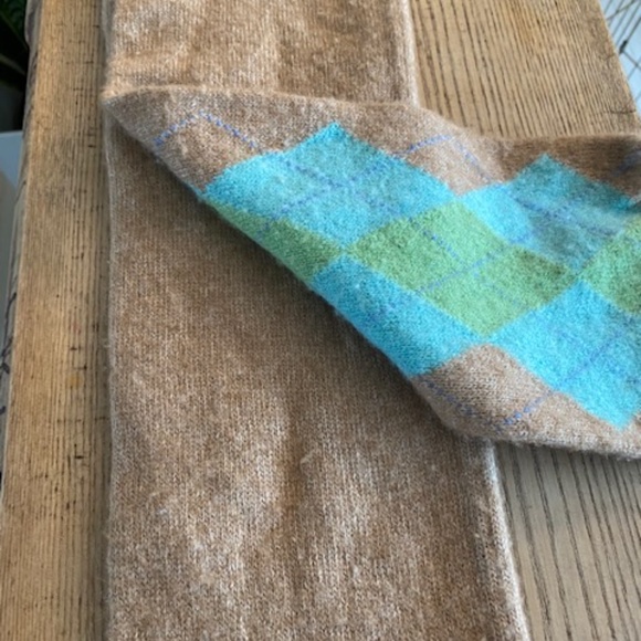 J.CREW SCARF WOMEN'S ARGYLE BEIGE WOOL CASHMERE - Picture 2 of 3